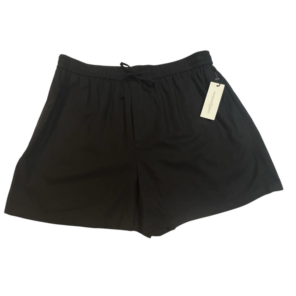 Treasure&Bond Comfort Pull On Linen Blend Drawstring Short Black Size Large NEW - Picture 8 of 8